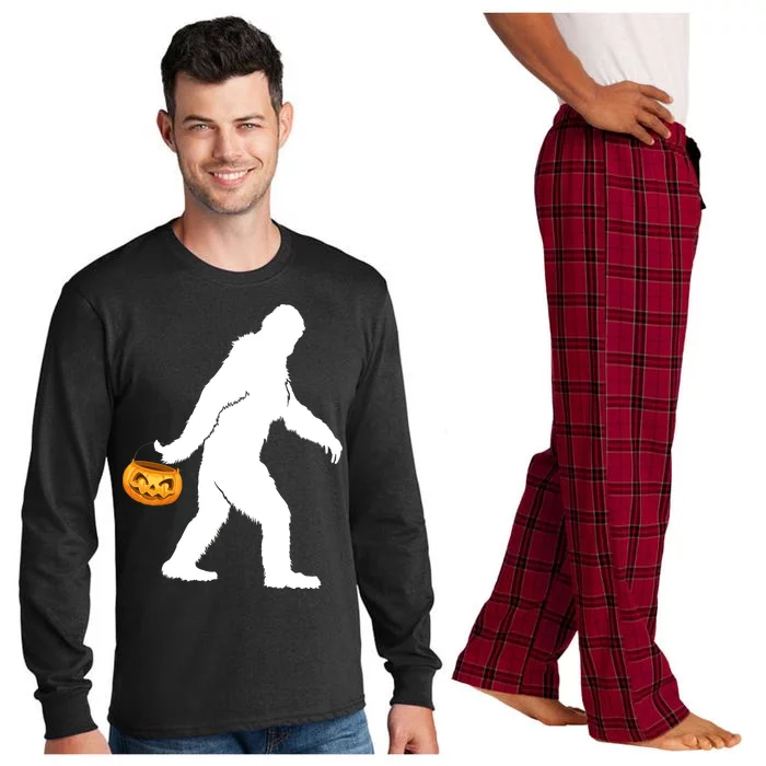 Bigfoot Sasquatch Halloween Pumpkin Long Sleeve Pajama Set