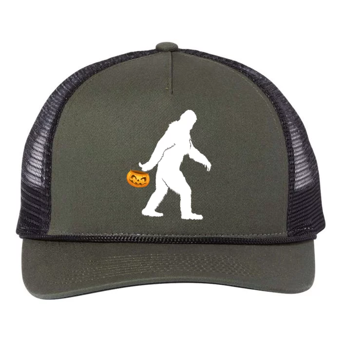 Bigfoot Sasquatch Halloween Pumpkin Retro Rope Trucker Hat Cap