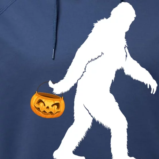 Bigfoot Sasquatch Halloween Pumpkin Performance Fleece Hoodie