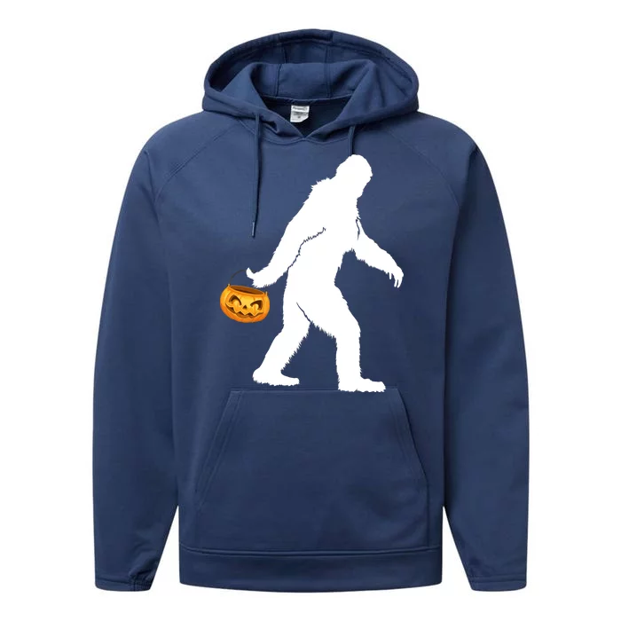 Bigfoot Sasquatch Halloween Pumpkin Performance Fleece Hoodie