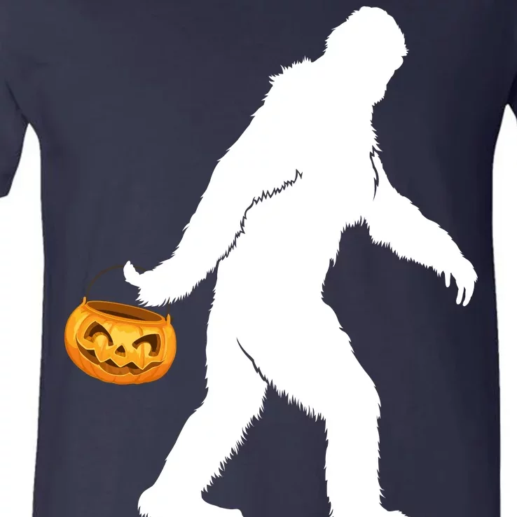 Bigfoot Sasquatch Halloween Pumpkin V-Neck T-Shirt