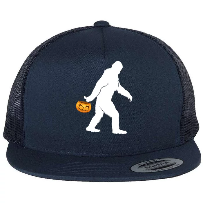 Bigfoot Sasquatch Halloween Pumpkin Flat Bill Trucker Hat