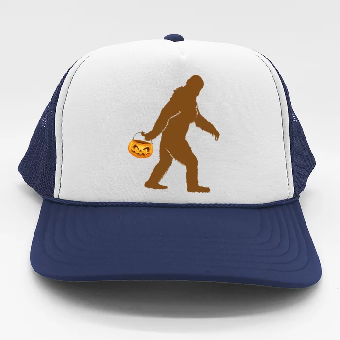 Bigfoot Sasquatch Halloween Pumpkin Trucker Hat