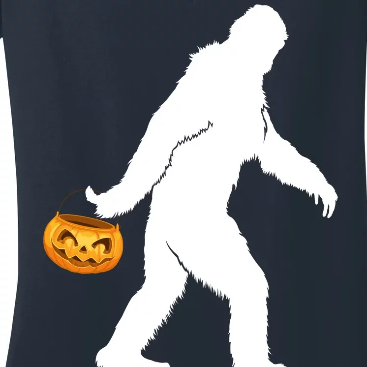 Bigfoot Sasquatch Halloween Pumpkin Women's V-Neck T-Shirt