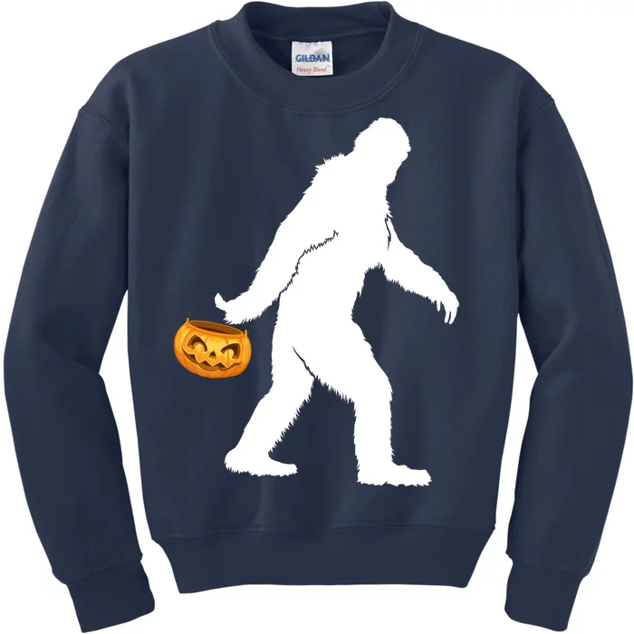 Bigfoot Sasquatch Halloween Pumpkin Kids Sweatshirt