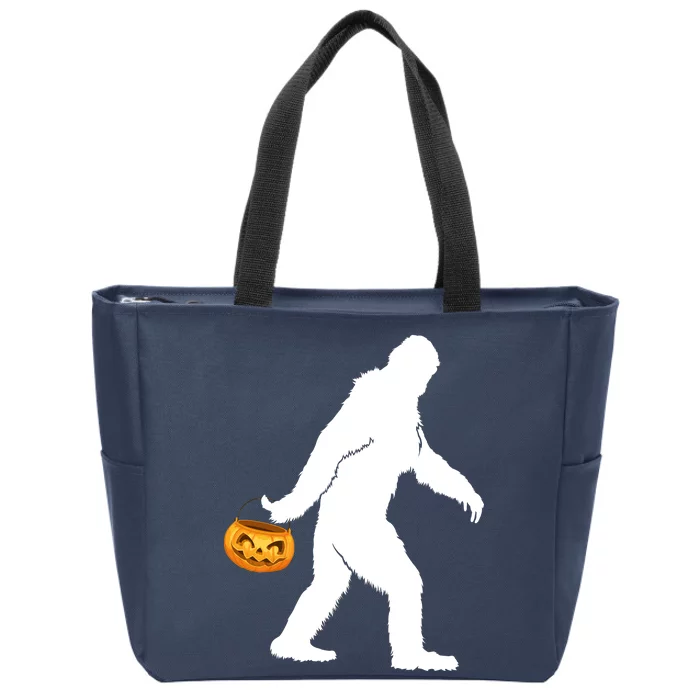 Bigfoot Sasquatch Halloween Pumpkin Zip Tote Bag