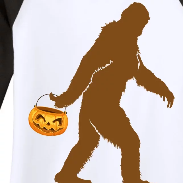 Bigfoot Sasquatch Halloween Pumpkin Women's Tri-Blend 3/4-Sleeve Raglan Shirt