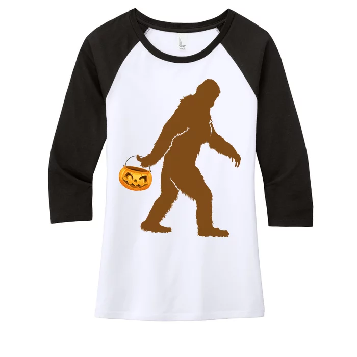 Bigfoot Sasquatch Halloween Pumpkin Women's Tri-Blend 3/4-Sleeve Raglan Shirt