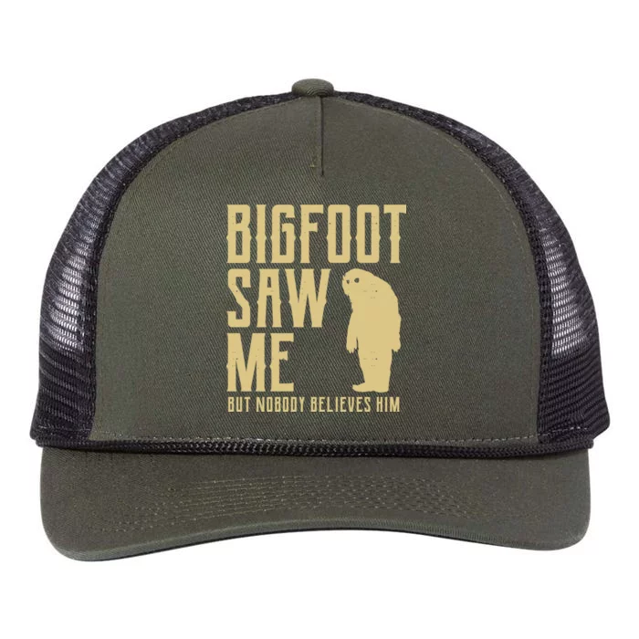 Bigfoot Saw Me But Nobody Believes Him Retro Rope Trucker Hat Cap