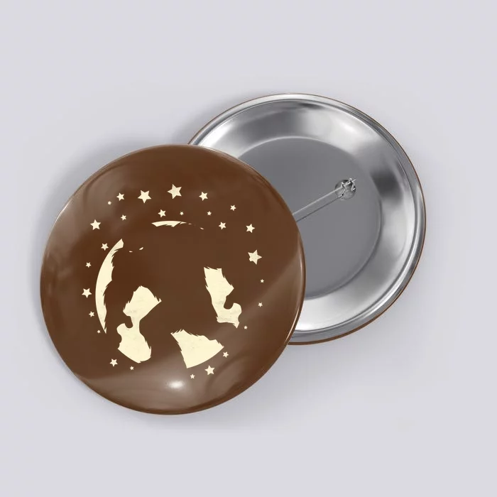 Bigfoot Silhouette Moon Stars Button