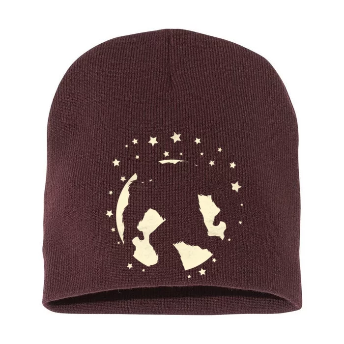 Bigfoot Silhouette Moon Stars Short Acrylic Beanie