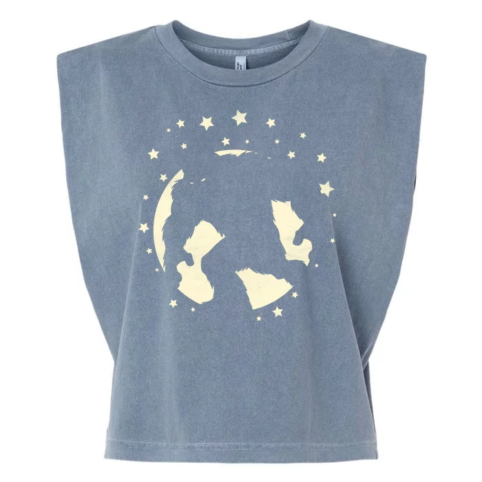 Bigfoot Silhouette Moon Stars Garment-Dyed Women's Muscle Tee