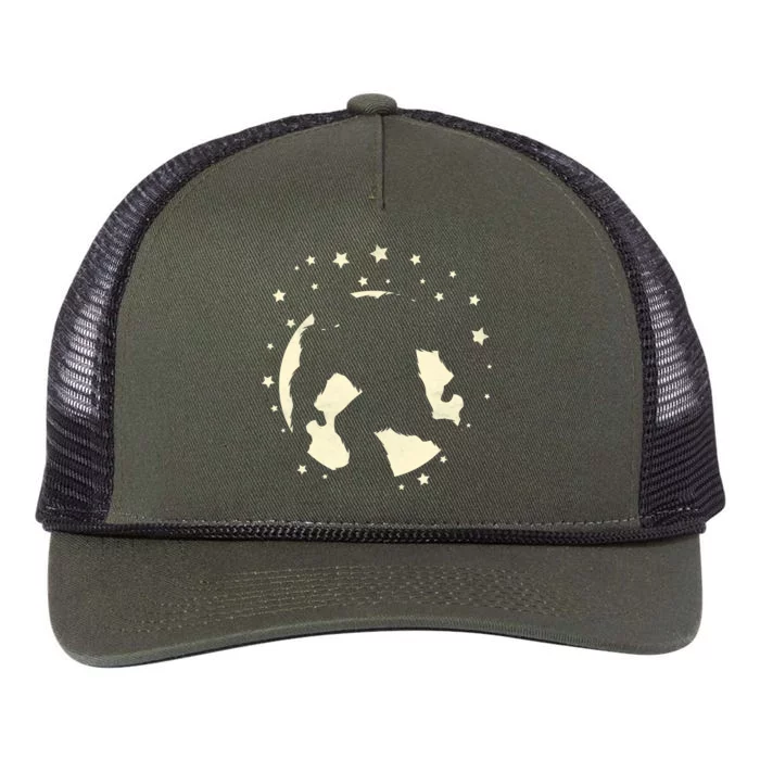 Bigfoot Silhouette Moon Stars Retro Rope Trucker Hat Cap