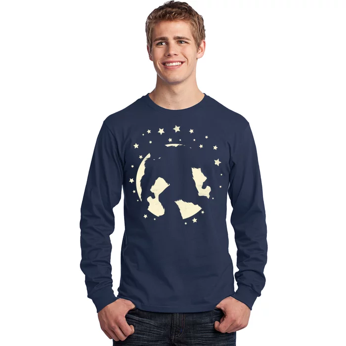 Bigfoot Silhouette Moon Stars Long Sleeve Shirt