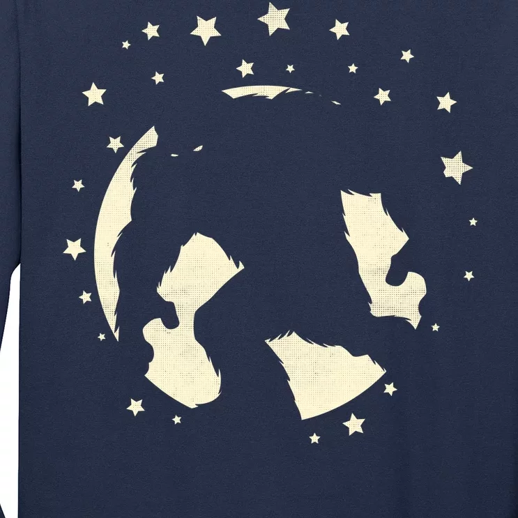 Bigfoot Silhouette Moon Stars Long Sleeve Shirt