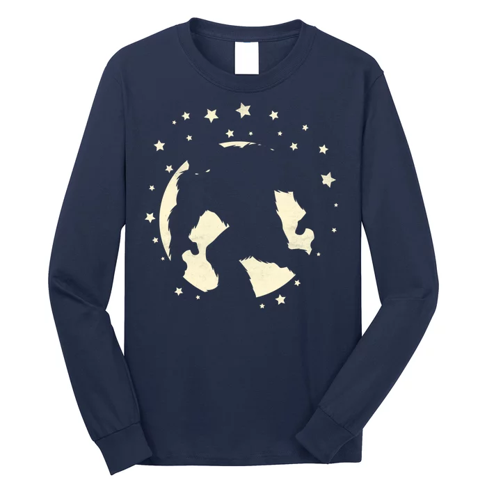 Bigfoot Silhouette Moon Stars Long Sleeve Shirt