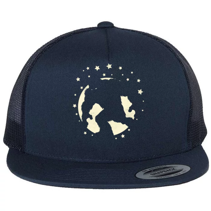 Bigfoot Silhouette Moon Stars Flat Bill Trucker Hat