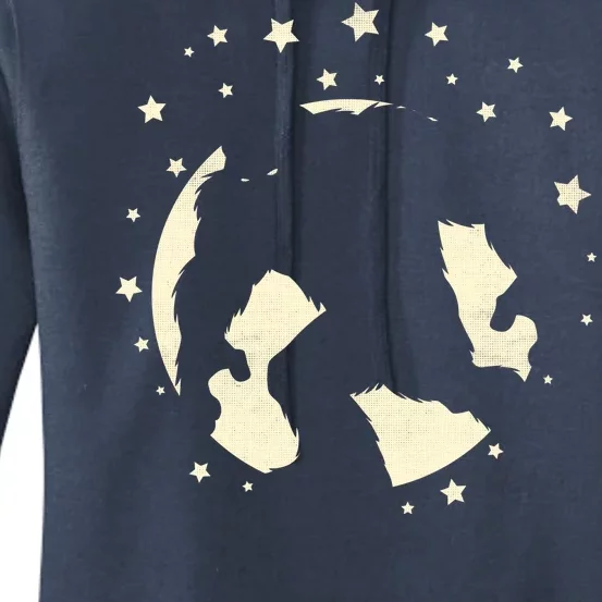 Bigfoot Silhouette Moon Stars Women's Pullover Hoodie