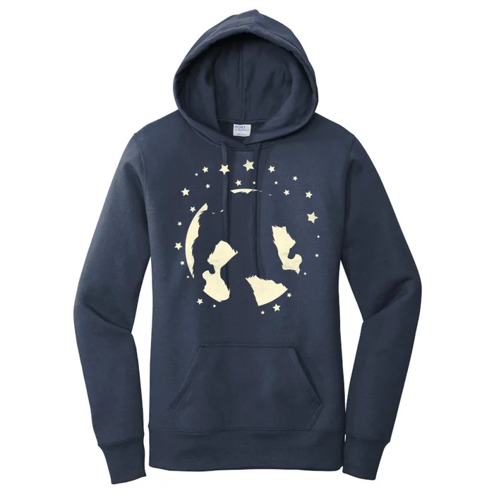 Bigfoot Silhouette Moon Stars Women's Pullover Hoodie