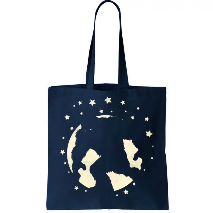 Bigfoot Silhouette Moon Stars Tote Bag