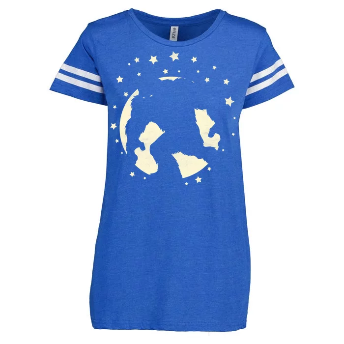 Bigfoot Silhouette Moon Stars Enza Ladies Jersey Football T-Shirt