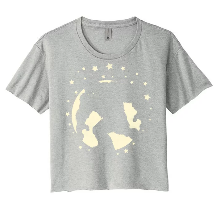 Bigfoot Silhouette Moon Stars Women's Crop Top Tee