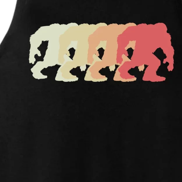 Bigfoot Silhouette Retro Sasquatch Ladies Tri-Blend Wicking Tank