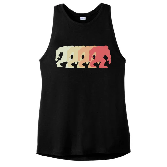 Bigfoot Silhouette Retro Sasquatch Ladies Tri-Blend Wicking Tank