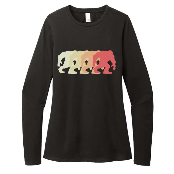 Bigfoot Silhouette Retro Sasquatch Womens CVC Long Sleeve Shirt