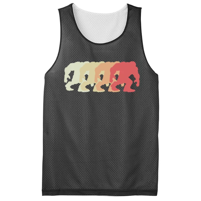 Bigfoot Silhouette Retro Sasquatch Mesh Reversible Basketball Jersey Tank