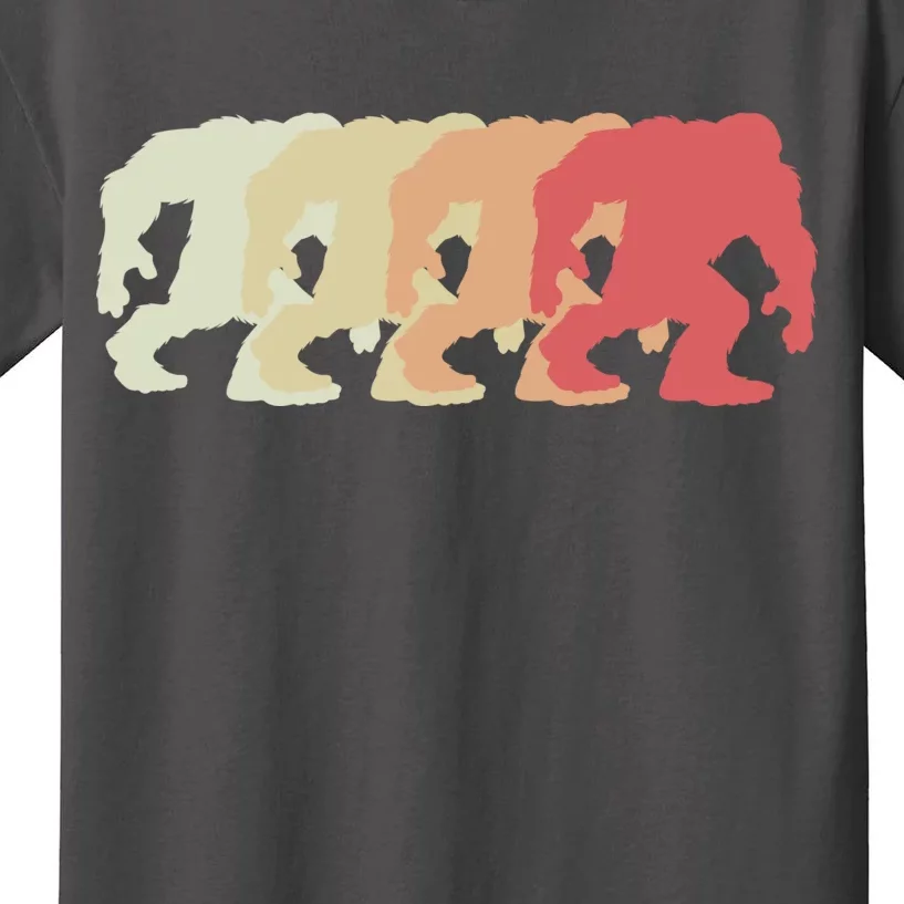 Bigfoot Silhouette Retro Sasquatch Kids T-Shirt