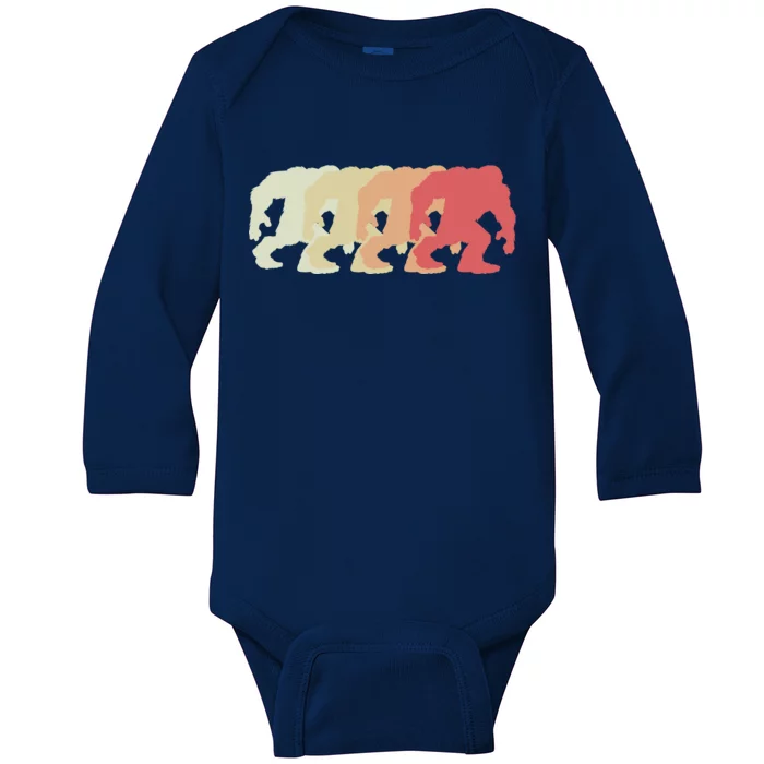 Bigfoot Silhouette Retro Sasquatch Baby Long Sleeve Bodysuit