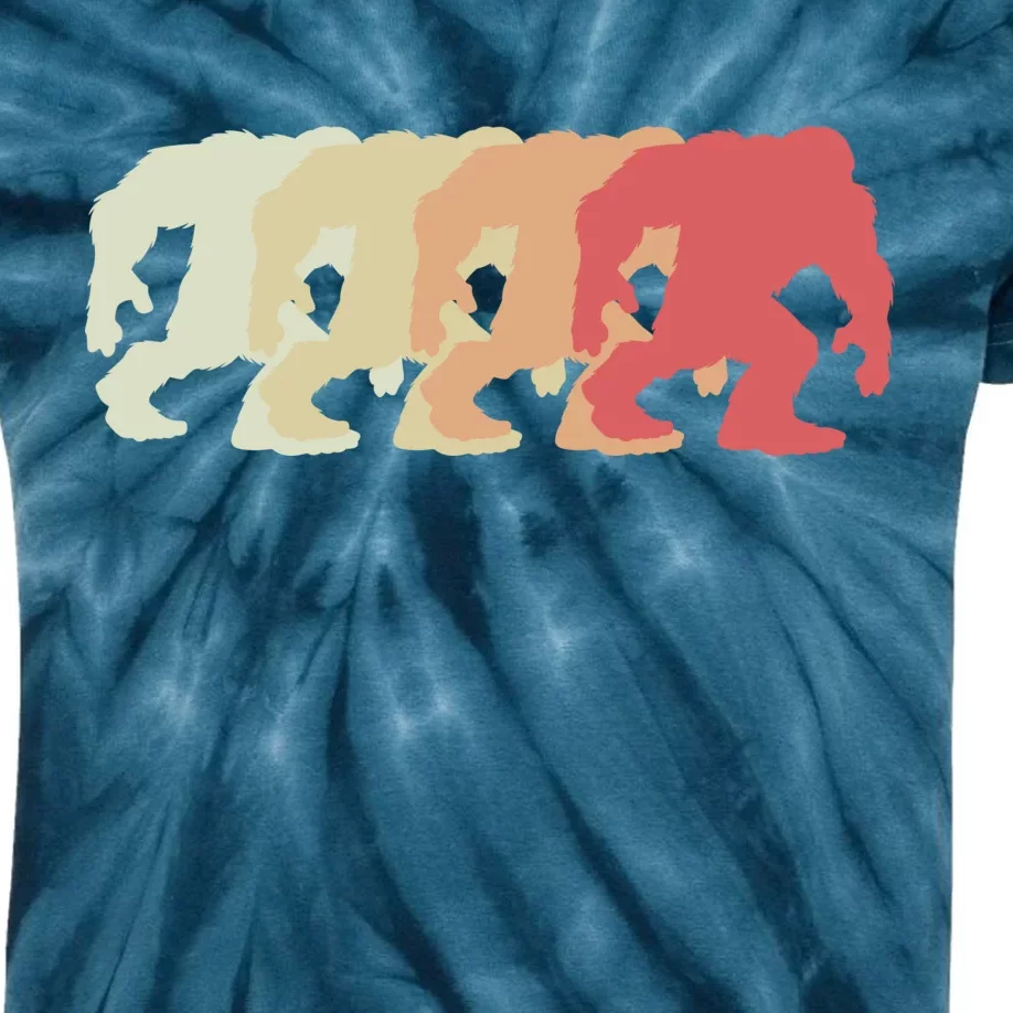 Bigfoot Silhouette Retro Sasquatch Kids Tie-Dye T-Shirt