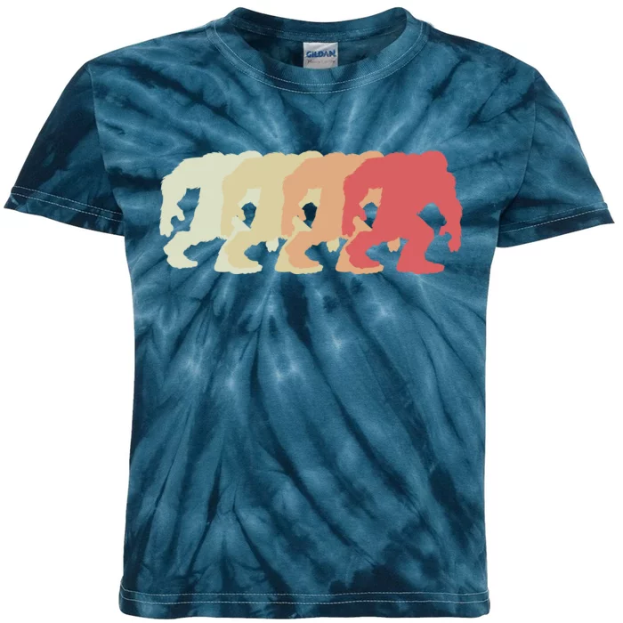 Bigfoot Silhouette Retro Sasquatch Kids Tie-Dye T-Shirt