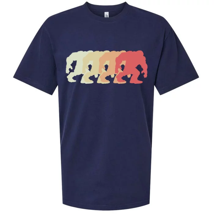 Bigfoot Silhouette Retro Sasquatch Sueded Cloud Jersey T-Shirt