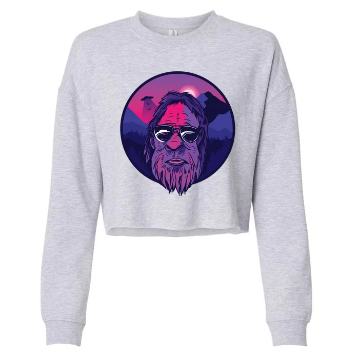 Bigfoot UFO Mountain Cropped Pullover Crew