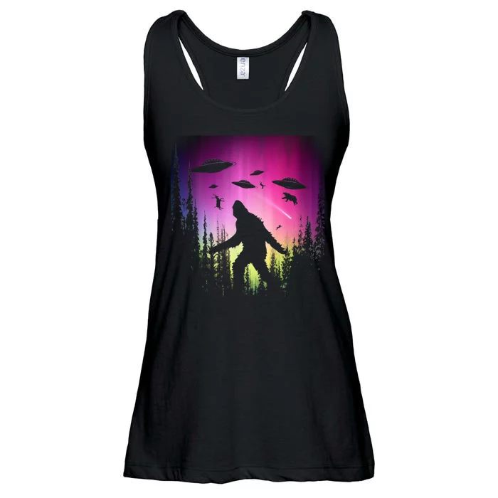 Bigfoot UFOs In Forest Ladies Essential Flowy Tank