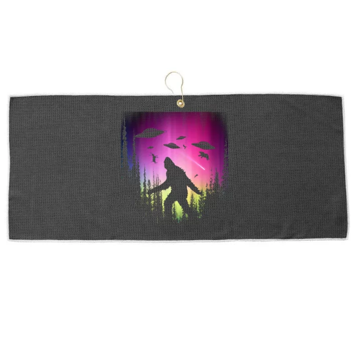 Bigfoot UFOs In Forest Large Microfiber Waffle Golf Towel