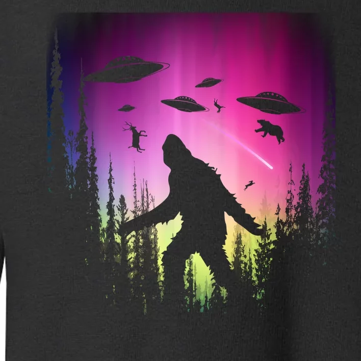 Bigfoot UFOs In Forest Toddler Sweatshirt