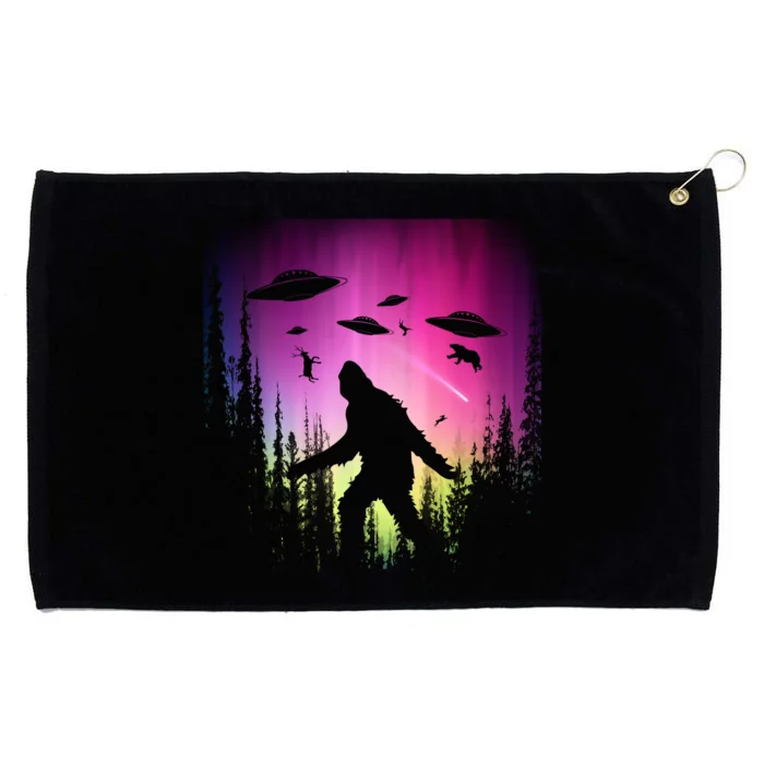 Bigfoot UFOs In Forest Grommeted Golf Towel