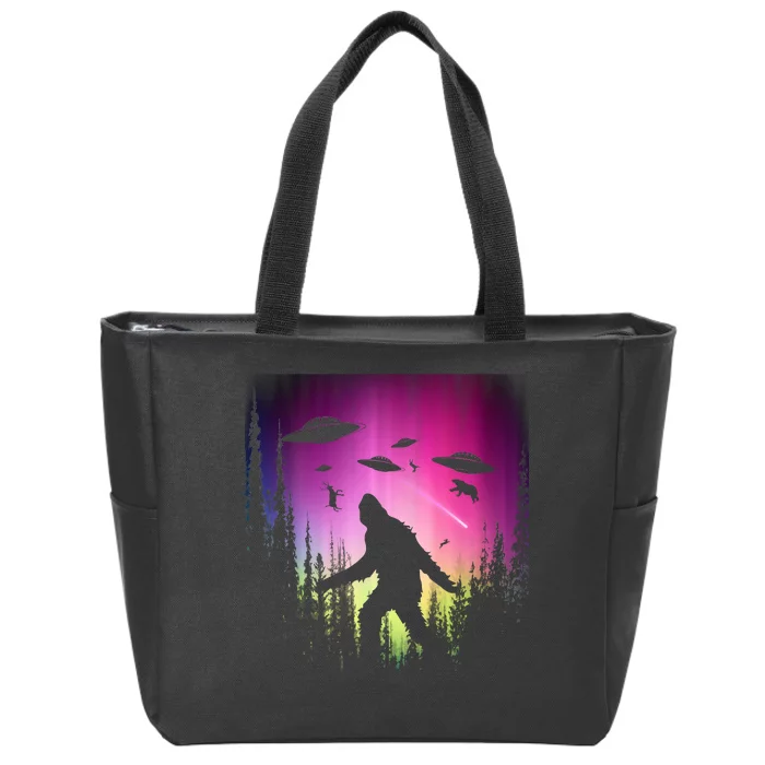 Bigfoot UFOs In Forest Zip Tote Bag