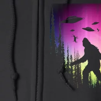 Bigfoot UFOs In Forest Full Zip Hoodie