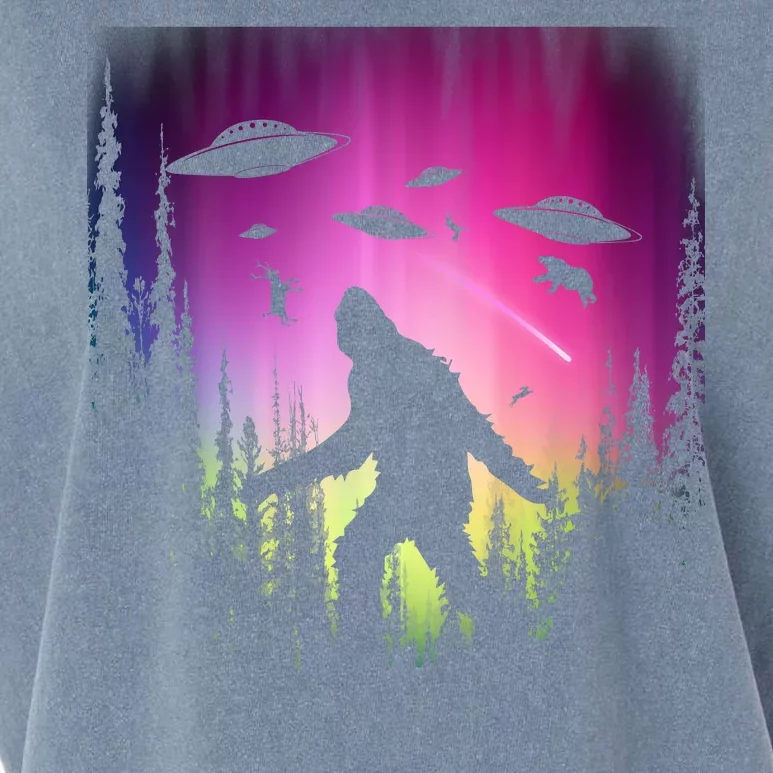 Bigfoot UFOs In Forest Garment-Dyed Women's Muscle Tee