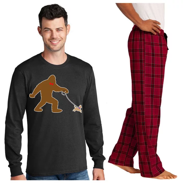 Bigfoot Walking Chihuahua Dog Long Sleeve Pajama Set