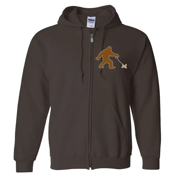 Bigfoot Walking Chihuahua Dog Full Zip Hoodie