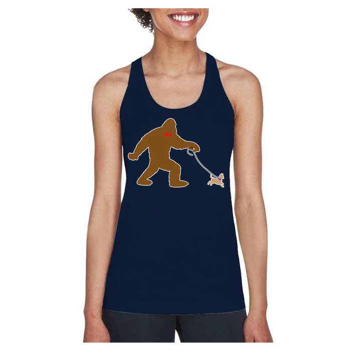 Bigfoot Walking Chihuahua Dog Women's Racerback Tank