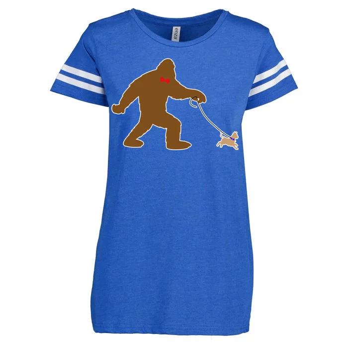 Bigfoot Walking Chihuahua Dog Enza Ladies Jersey Football T-Shirt