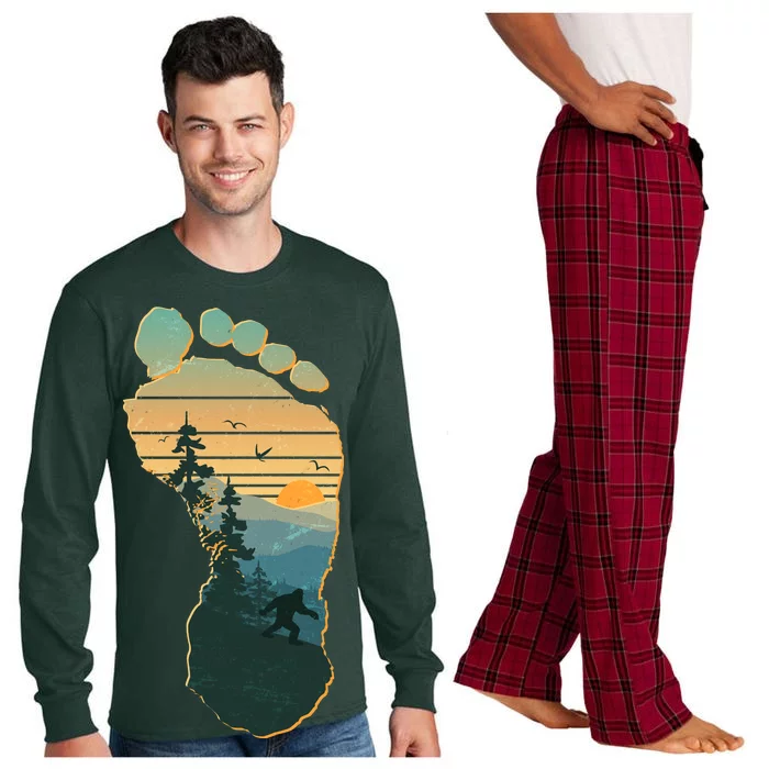 Bigfoot Wilderness Footprint Long Sleeve Pajama Set