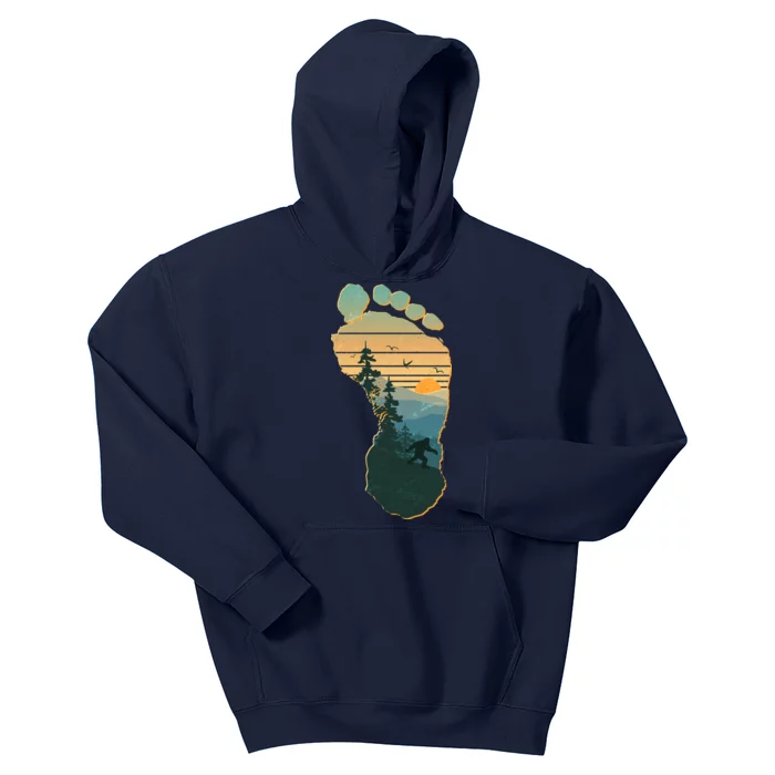 Bigfoot Wilderness Footprint Kids Hoodie