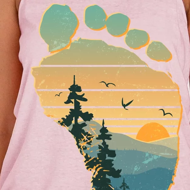 Bigfoot Wilderness Footprint Women's Knotted Racerback Tank